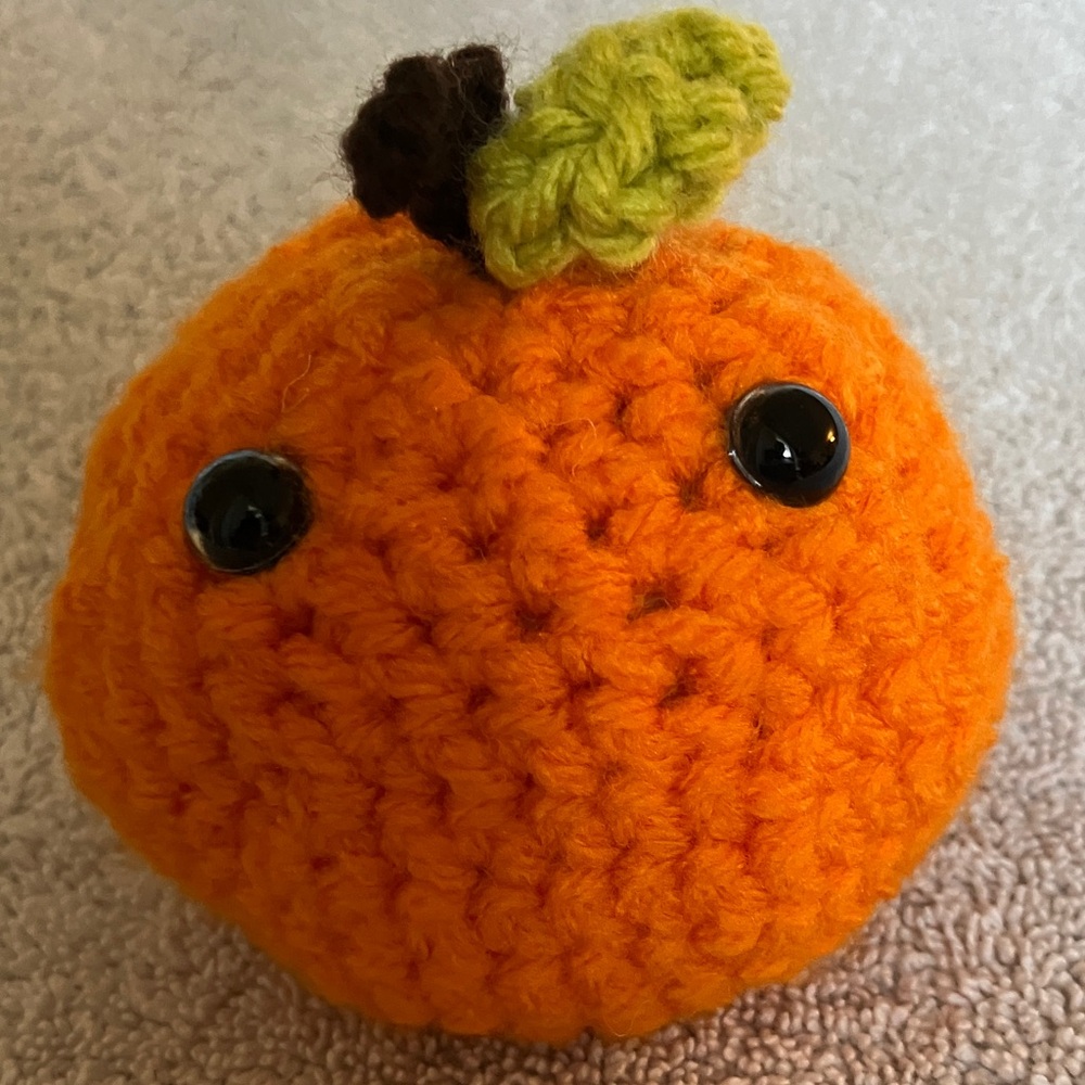 Handmade Crochet Orange Plush Toy or home decor. New.